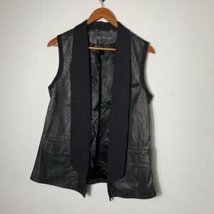 Womens Yigal Azrouel Lambskin Snake Print Black Vest Size S EUC!